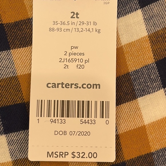 Baby Girl Carter's 2-Piece Plaid Twill Top & Legging Set 2T - Picture 14 of 14